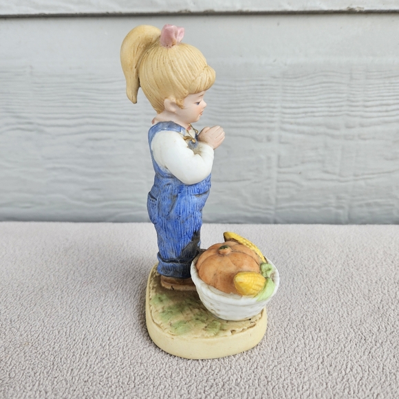 HOMCO Denim Days Giving Thanks Debbie Girl & Pumpkin #1506 Thanksgiving 5" - Picture 4 of 7